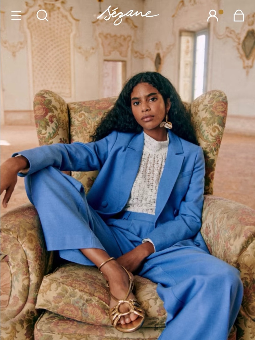 Sézane Wide-Leg Trousers in Bright Blue